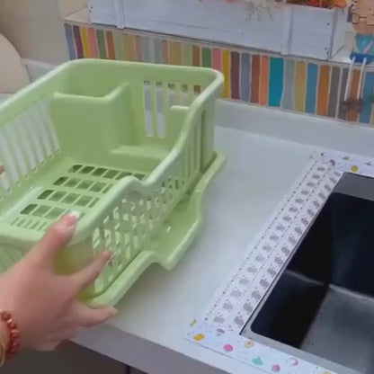 Smart Dish Drying Rack with Quick Drainage & Cutlery Holder